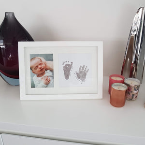 framed baby handprint and footrprint 